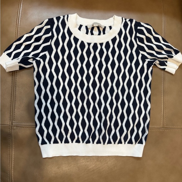 LOFT Navy white blouse - Picture 2 of 6